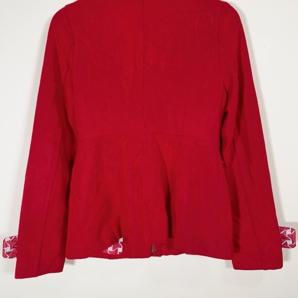 Anthropologie Tulle Red Toggle Button Coat - Picture 10 of 14